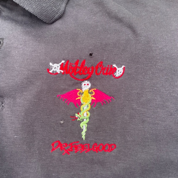 MOTLEY CRUE Dr. Feelgood 1990 vintage stage crew polo black - L - Picture 2 of 6